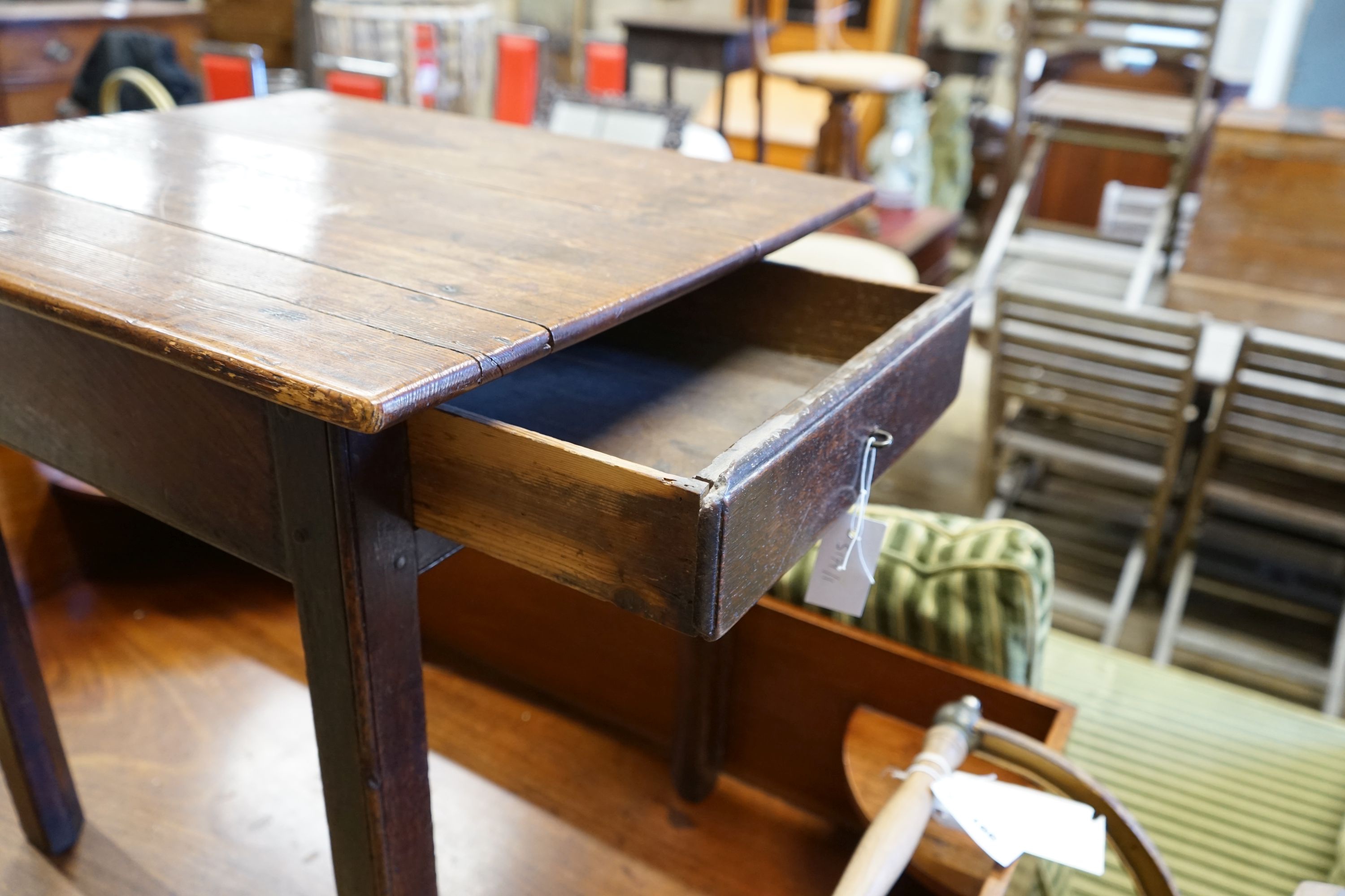 An 18th century oak provincial side table, width 55cm depth 66cm height 62cm